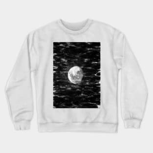 Partial Moon In The Night Sky Monochrome. For Moon Lovers. Crewneck Sweatshirt